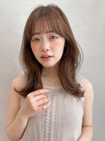 アグノス 青山(Agnos) 縮毛矯正 くびれヘア レイヤーカット アプリコットオレンジ