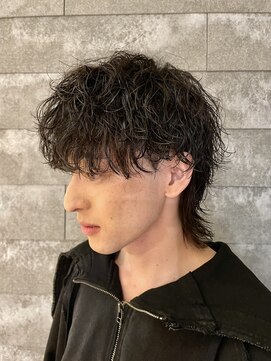 ニアウ 伊勢崎連取店(Niau) メンズマッシュウルフ波巻きスパイラルパーマメンズパーマ