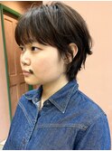 ショートレイヤー　顔周り　透明感カラー　ブラウンカラー