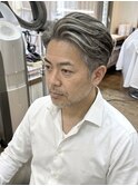 白髪ぼかしハイライト/メッシュ/50代/60代/イケおじヘア/メンズ