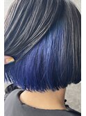 ＊イヤリングカラーインナーカラーブルー×艶髪ブラウンカラー