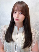 るなstyle ロングレイヤー シースルー前髪 透明感グレージュ