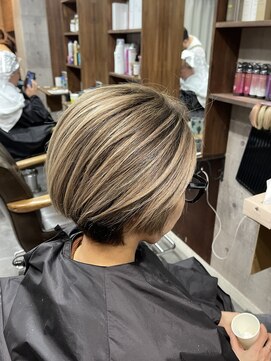 ラフ(LAFF) #バレイヤージュ#グレージュカラー#ボブウルフ#ココアベージュ