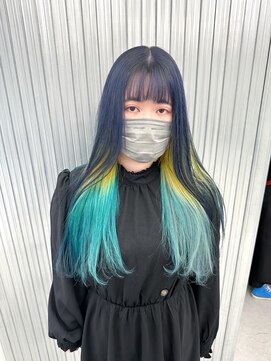 キバ(kva) ▽□□▽イエローミントブルーグラデーション
