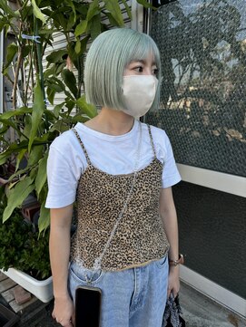 ヘアメイク アンジー(hair make anjii) ミントグリーン×ミニボブ