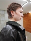 ベリーショート　ココアベージュ　ピクシーカット　透明感カラー