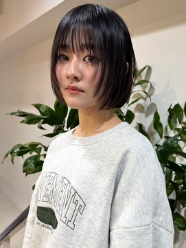 サンク 原宿 表参道(cinq) 表参道オリーブグレージュブリーチなしダブルカラーショートボブ