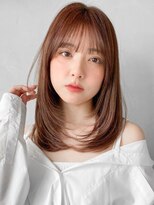 斜めバング愛され美髪アプリコットオレンジモテ髪#405f0708
