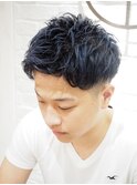 メンズビジネスツーブロックアップバングショート理容室顔剃り