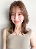 シースルーバングくせ毛風カールうる艶髪外ハネボブモテ髪