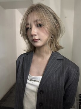 サンクマーケット 渋谷(cinq MARKET) 渋谷ブリーチカラーボブレイヤーミルクティーグレージュ韓国ヘア