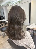 オリーブグレージュオリーブカラーレイヤーカット韓国風20代30代
