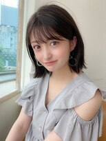 20代30代40代大人かわいい小顔ボブ ひし形シルエット グレージュ