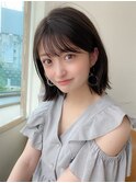 20代30代40代大人かわいい小顔ボブ ひし形シルエット グレージュ