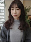 シースルーバング ボルドーカラー