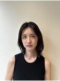 小顔レイヤーカット艶髪オリーブワンカールデザインカラー