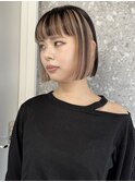 インナーカラーボブフェイスフレーミンググレージュベージュ30代