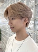 メンズミルクティーベージュコンマヘアアッシュグレージュカラー