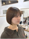 20代30代ミニボブ切りっぱなしボブ前髪あり小顔外はねボブ韓国風