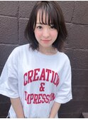 大人可愛い暗髮ダークブラウン切りっぱなし外ハネボブ奈良清水