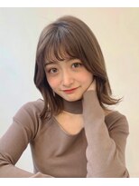 大人かわいい☆韓国風外ハネミディ/ミルクベージュ担当中間