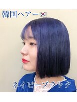 ラフ 原宿(L.a.a.g.f harajuku) 韓国ヘアー　ネイビーブラック ボブ@原宿