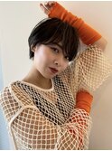 丸み ウザバング 耳かけ ショート 抜け感 おしゃれ 暗髪 艶髪