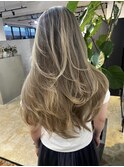 後ろ姿もう海外!レイヤーバレイヤージュ_olive beige_