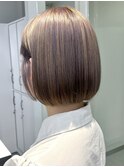 艶髪 ボブ 髪質改善  ベージュカラー 酸熱 透明感カラー