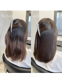 【 before & after 】美髪縮毛矯正 × オリーブベージュ #149
