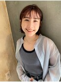 外ハネボブ/切りっぱなしボブ/ニュアンスカラーシースルーバング