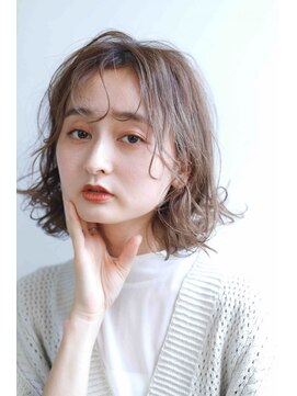 ムウ 難波(MOU) ナチュラルボブ暗めカラーグランマッシュデザイン20代30代40代50