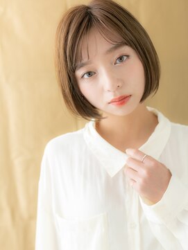 カバーヘア ブリス 川口(COVER HAIR bliss) ミルクティーブロンド似合わせカット小顔丸みボブX川口20代30代