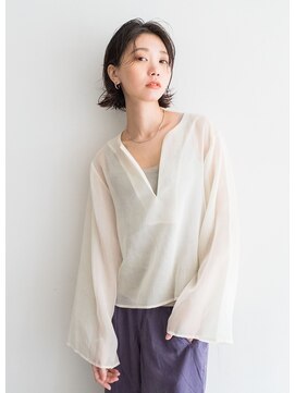 シュプール(SPUR) おしゃれなシルクスキン外ハネボブ×暗髪黒髪透明感透け感カラー