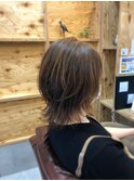 【小顔ウルフ】×【ミルクティーベージュ】30代40代50代