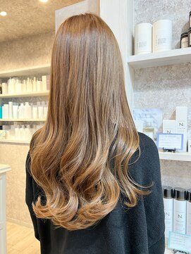 キャアリー(Caary) 福山Caary 大人かわいいロングウェーブ夏ヘアことりベージュ