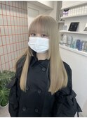 イメチェン/ホワイトブロンド/外ハネボブ/ワイドバング/渋谷