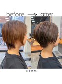 簡単スタイリング前下がりショート◎どんな髪質・毛量・年齢もOK
