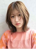 ミニウルフレイヤーカット顔周り前髪韓国ミディアムロング/原宿