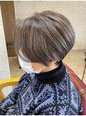 ハンサムショート/ハイライト/白髪ぼかし