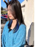 【ダメージを抑えて】ブルーのインナーカラー◇