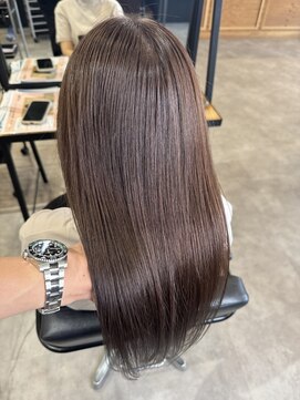 ナンバー(number+) 透明感♪髪質改善カラー小顔艶感ミディミルクティーベージュ