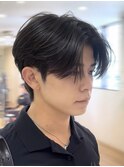 毛流れセンターパートニュアンスパーマ韓国マッシュツーブロック