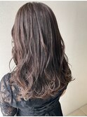 アッシュベージュ/レイヤーロング/シースルーバング