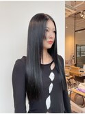 韓国ヘアストレートヘアレイヤーロング難波