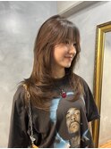海外レイヤーカット×オリーブベージュ×渋谷