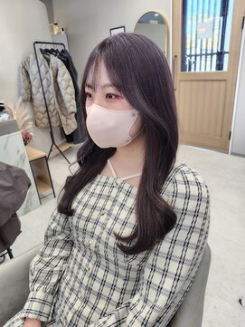 クリーム 町田(Cream) 小顔見せ顔まわりレイヤー×透明感ブラウン(ピンクラベンダー)