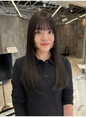 姫カット前髪ロング黒髪暗髪ストレートまとまりヘア原宿