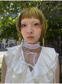 マッシュボブレイヤーカットイエローブラウンローライトカラー