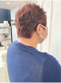 福山人気caaryレッドブラウン癖毛カットベリーショート似合わせ